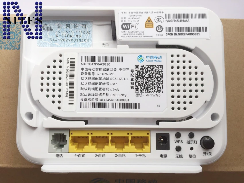 Оригинальный новый Alcatel-Lucent G-140W-MD GPON ONU с 1ge+3fe+wifi+1voice английской версии, встроенной антенной.