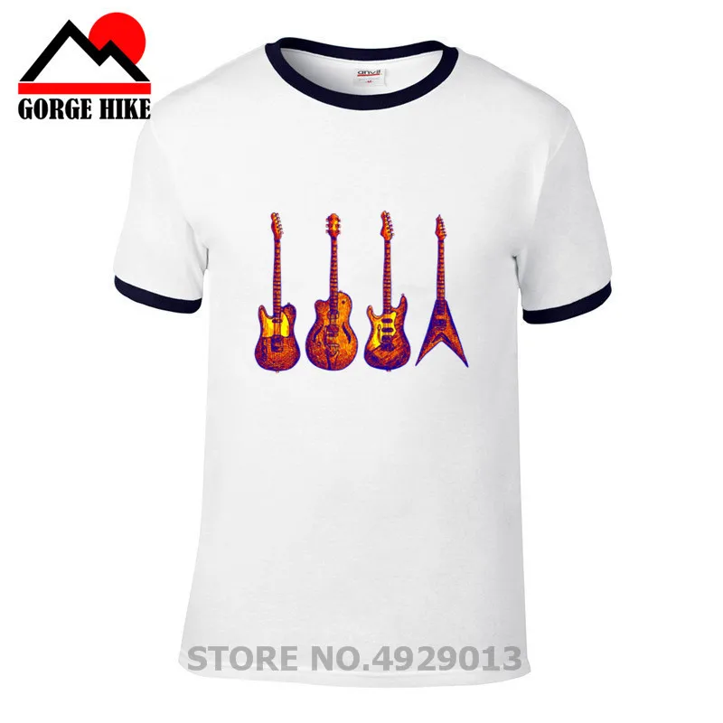 2019 Casual Clothing Fashion T Shirt Six String Quartet Electric Guitar Print Tee Male Big Size Music Rock Style T-shirt | Мужская