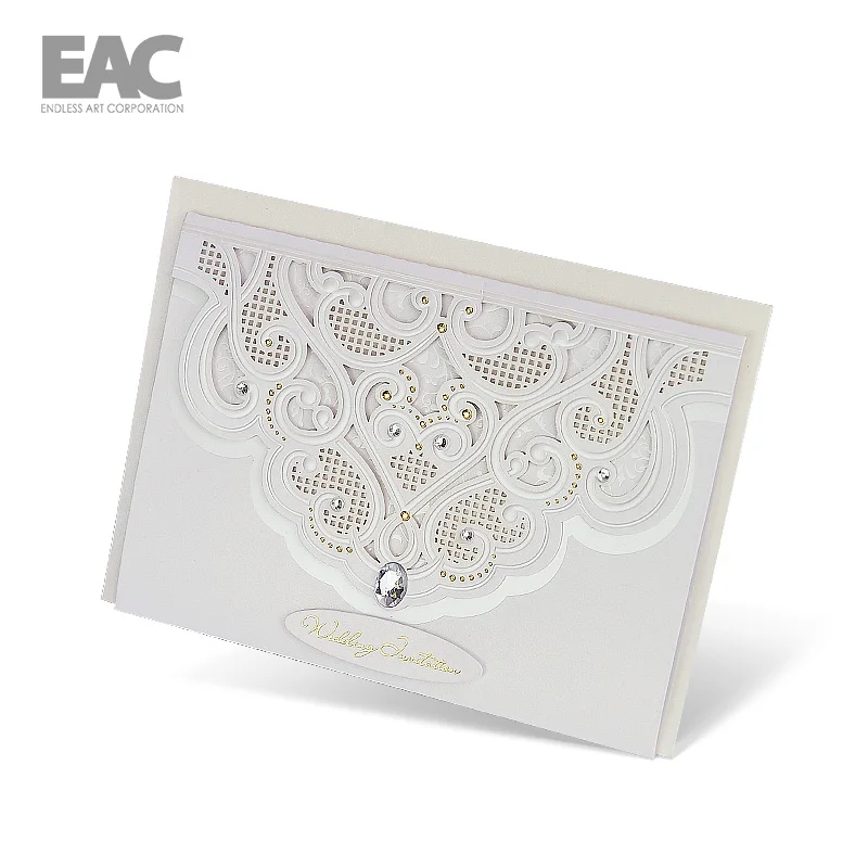 Wedding card with popular luxury jewelry decor designs latest gold and pearl foil invitation cards free shipping | Дом и сад