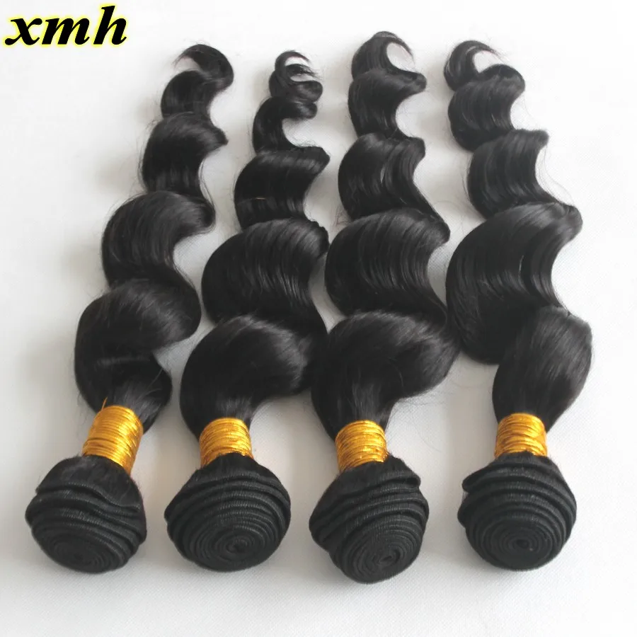 4 Bundles Brazilian Virgin Loose Wave Curly Hair Extension 100g/pc 9A Hotsale Human Weave Machine Double Weft Free Shipping |