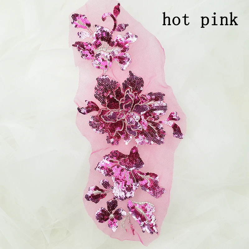 15*32 см 3D отделка Кружева блестками цветок для украшения Аппликации швейных