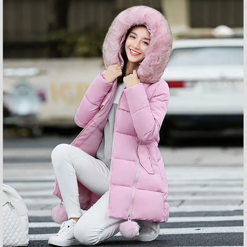 Pink Зимняя куртка размера плюс 5XL 6XL, Женское пальто, парка с капюшоном, теплая плотная куртка, пальто с длинным рукавом, верхняя одежда, зимнее женское пальто Q951 - Цвет: Pink