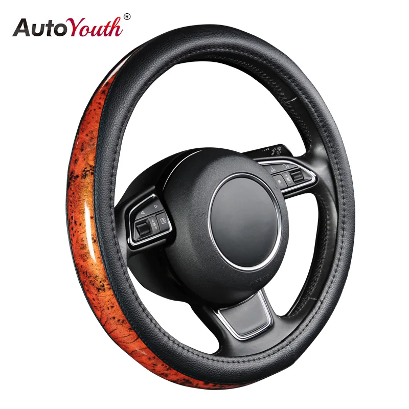 AUTOYOUTH Чехол на Руль Оплетка на Руль Оплетка Руля для Автомобиля Из Кожа Руль Косы Микрофибры Диаметр 37-38 см Аксессуары для Авто - Название цвета: AY10008