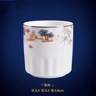 cup Китайский стиль роскошный фарфор обеденные тарелки креативные керамические Западное озеро Столовый Текстиль для отеля набор столовых приборов декоративная плоская тарелка для стейка - Цвет: cup
