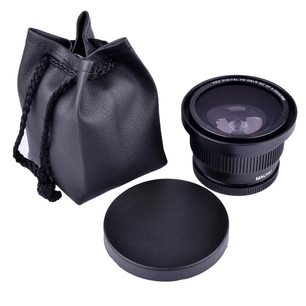 Широкоугольный объектив для камеры 52 мм 0.35x Super Fisheye Nikon D7000 D7100 D5200 D5100 D5000 D3100 D90 D60 с