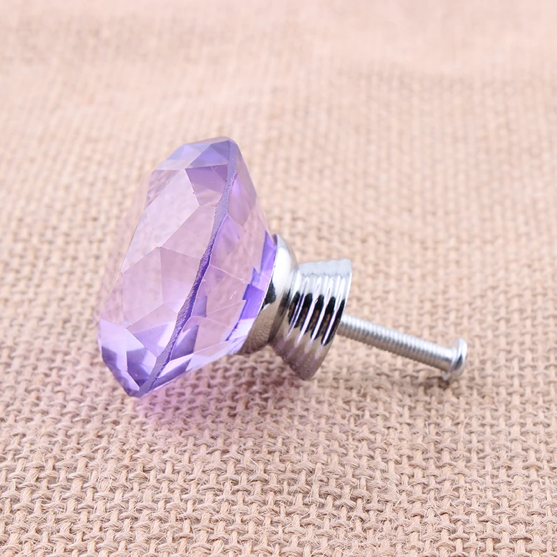 Ручки для шкафов и ящиков 40 мм фиолетового цвета с кристальными ручками для дверей SJ-1010.