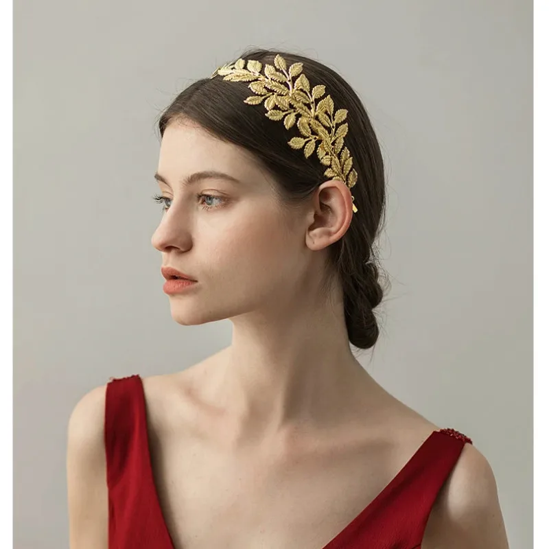 Gold Hairband Греко-римские богини Оливковый лист филиал обруч для волос Корона головной убор свадебный ободок золото серебро гребень аксессуары для волос ювелирные изделия - Окраска металла: Gold Hairband