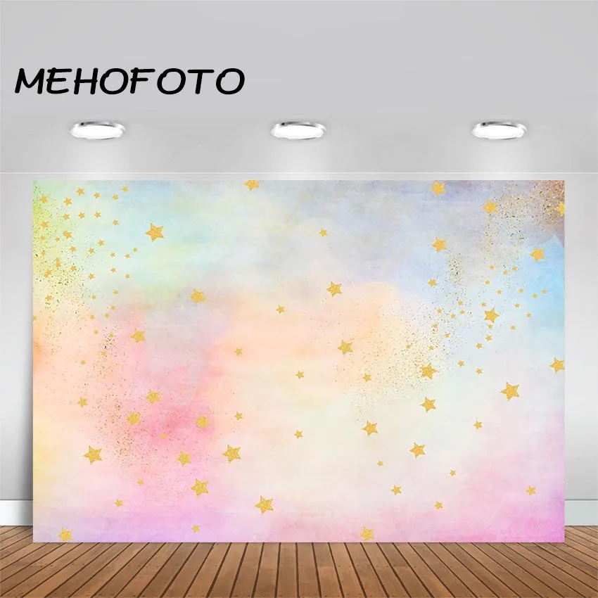 Красочный акварельный фон MEHOFOTO для фотосъемки розовая голубая маленькая звезда