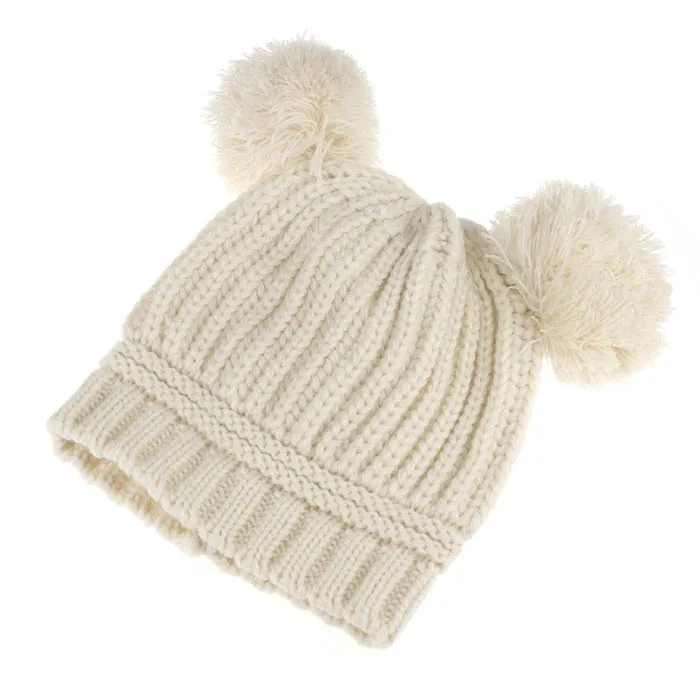 Beige Модное Брендовое осеннее победитель милые детские короткие носки под кроссовки для девочек и мальчиков Двойные Мячи теплая зимняя вязаная Кепки, шапка бини, и Прямая - Цвет: Beige