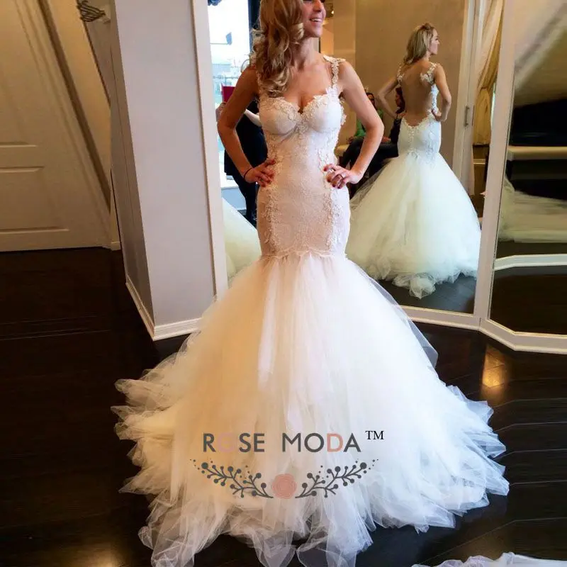 

Rose Moda Luxury Mermaid Wedding Dress 2019 Backless Lace Bridal Dresses