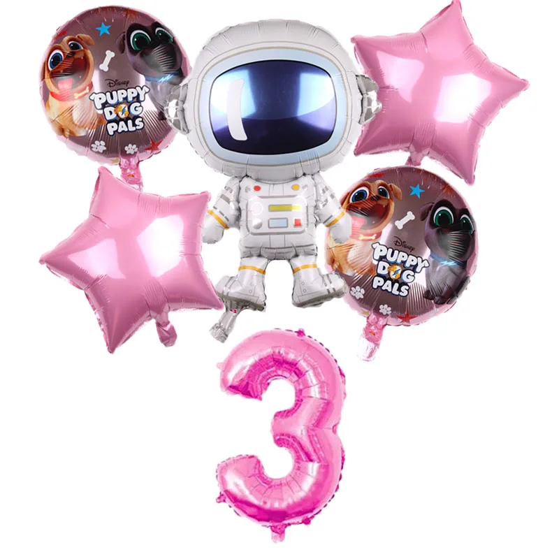 pink 3 6 шт. космический корабль Звездные войны воздушные шары набор BB-8 робот фольги воздушный шар щенок собаки Pals детский 32 дюймов номер День рождения украшения - Цвет: pink 3