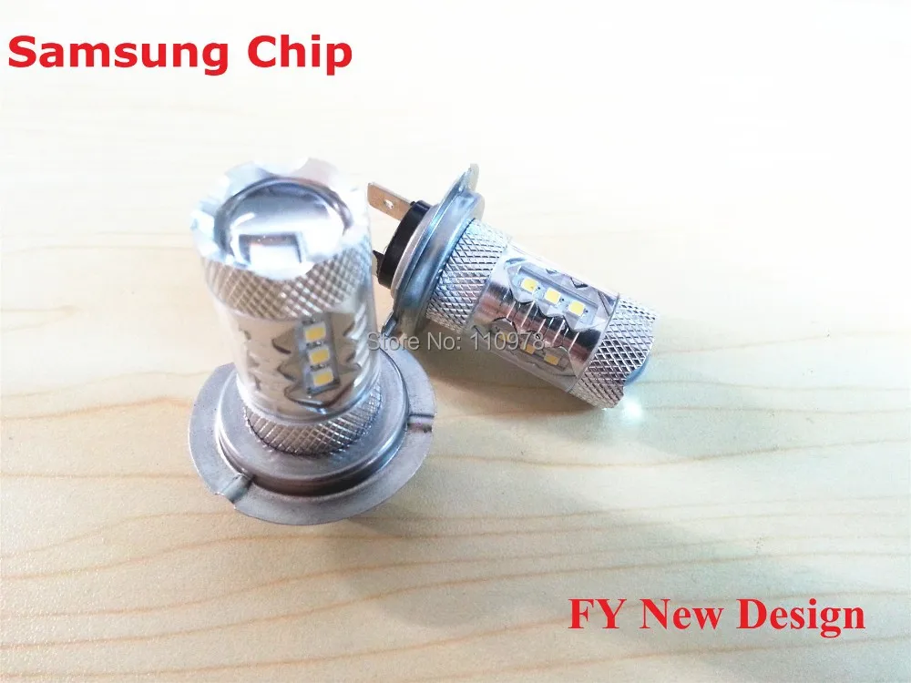 Бесплатная доставка 2 шт. без ошибок Белый Samsung SMD чип H7 светодиодные лампы дневные