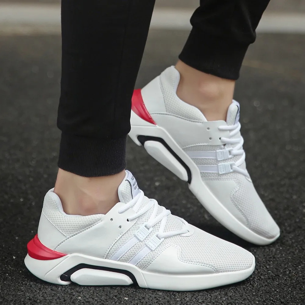 Мужские кроссовки для бега 2018 уличные дышащие сетчатые мужские на шнуровке