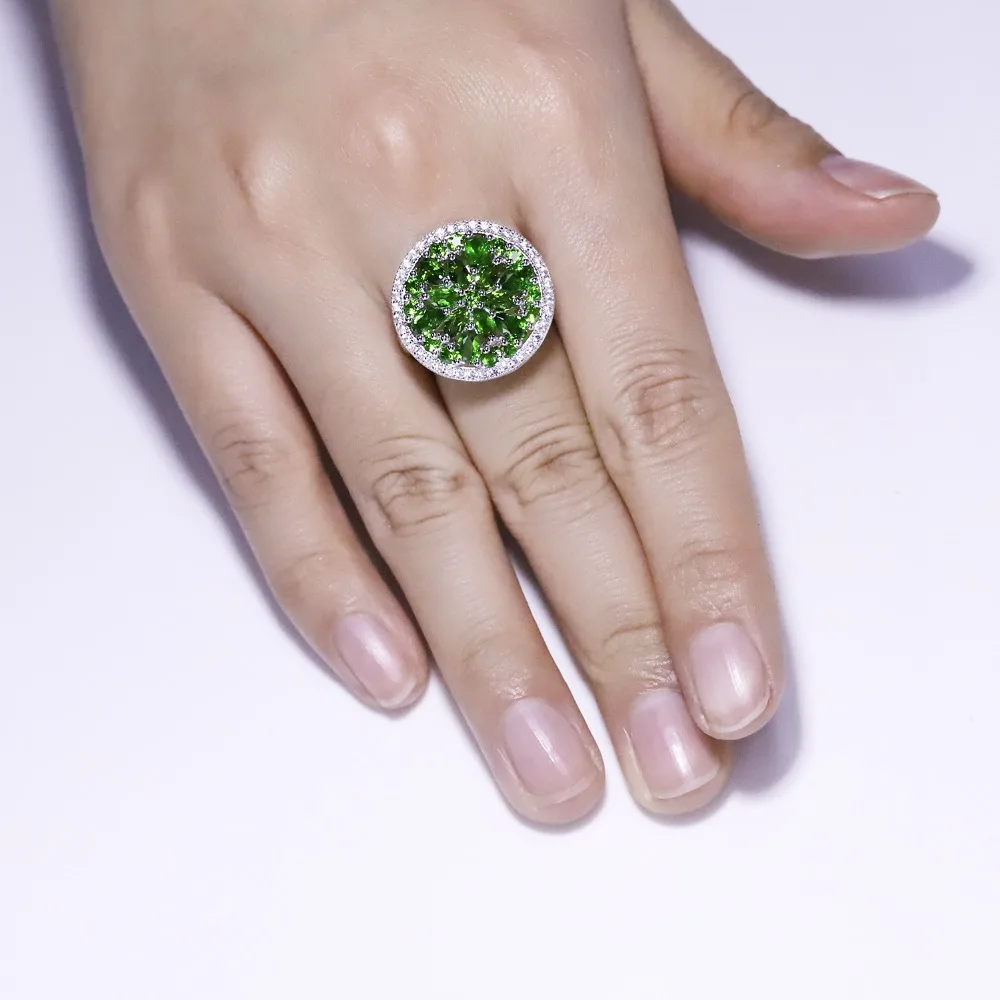 GEM'S BALLET 3.50Ct натуральный хром диопсид драгоценный камень кольцо 925 пробы серебро Винтаж коктейльные кольца для женщин хорошее ювелирное изделие
