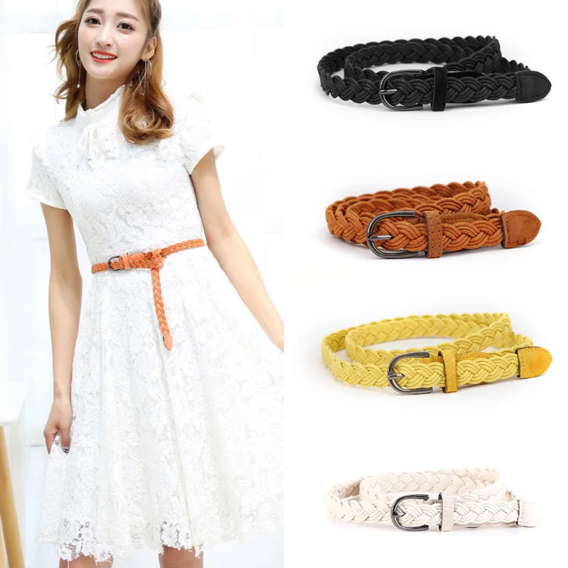 

7 цветов веревка регулируемые повседневные модные аксессуары для одежды Высококачественные Изящные PU ремни конопляные цветы сплав трикота...