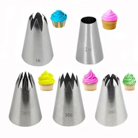 large 5pcs cupcake icing piping nozzles set stainless steel cream pastry tips cake fondant decorating tools