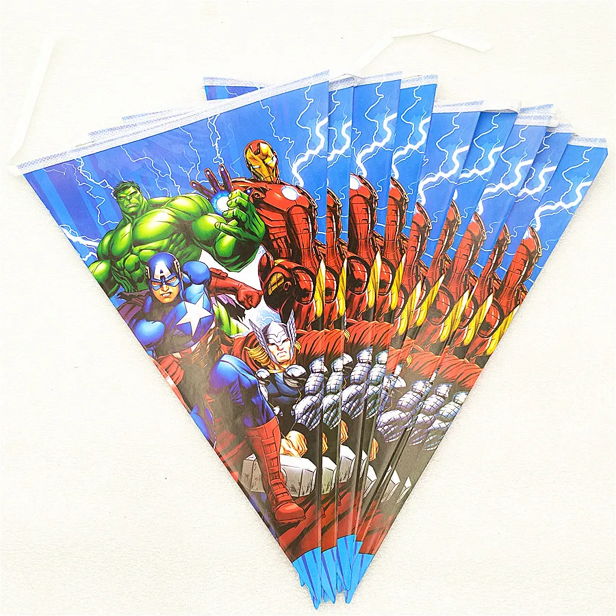 1 Set Cartoon Avengers Flags Banner Theme Party Home Decorations For Kids Happy Birthday Baby Shower Superhero Supplies | Дом и сад