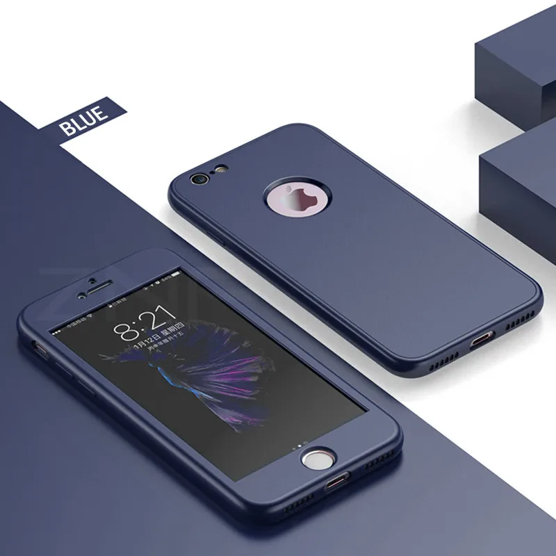 Синий ZNP модный силиконовый, мягкий, телефонный чехол для iPhone 7 6 8 5 5S SE 360 Полное покрытие чехол для iPhone 6 6s 7 8 Plus защита для телефона - Цвет: Синий