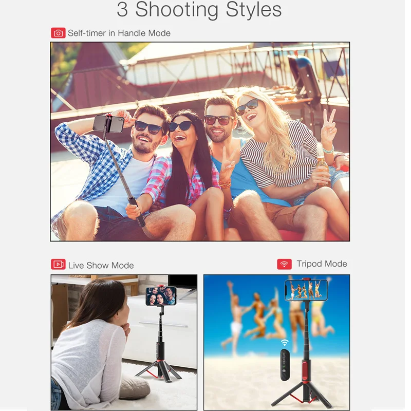 BlitzWolf All In One беспроводной штатив Selfie Stick Держатель телефона Bluetooth-совместимый