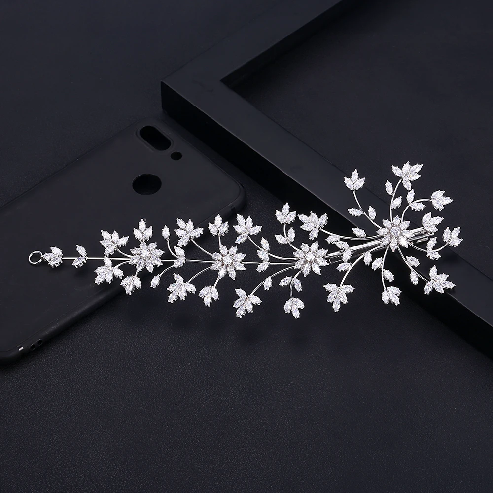 Модные женские свадебные головные уборы с кубиком циркония оптовая продажа