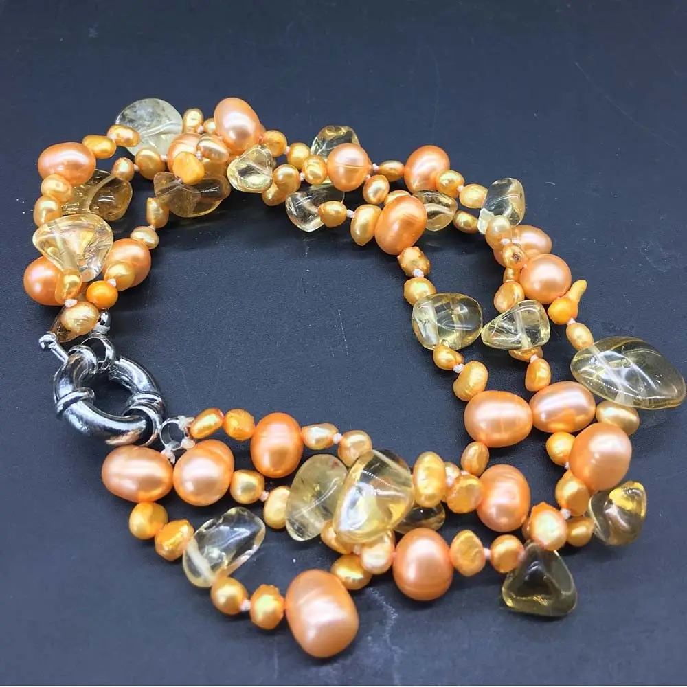 Оранжевый Золотой пресноводный жемчуг натуральный желтый кристалл камень