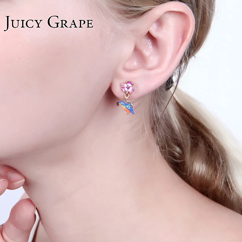 Серьги для женщин голубая птица букле D Oreille милые ювелирные изделия