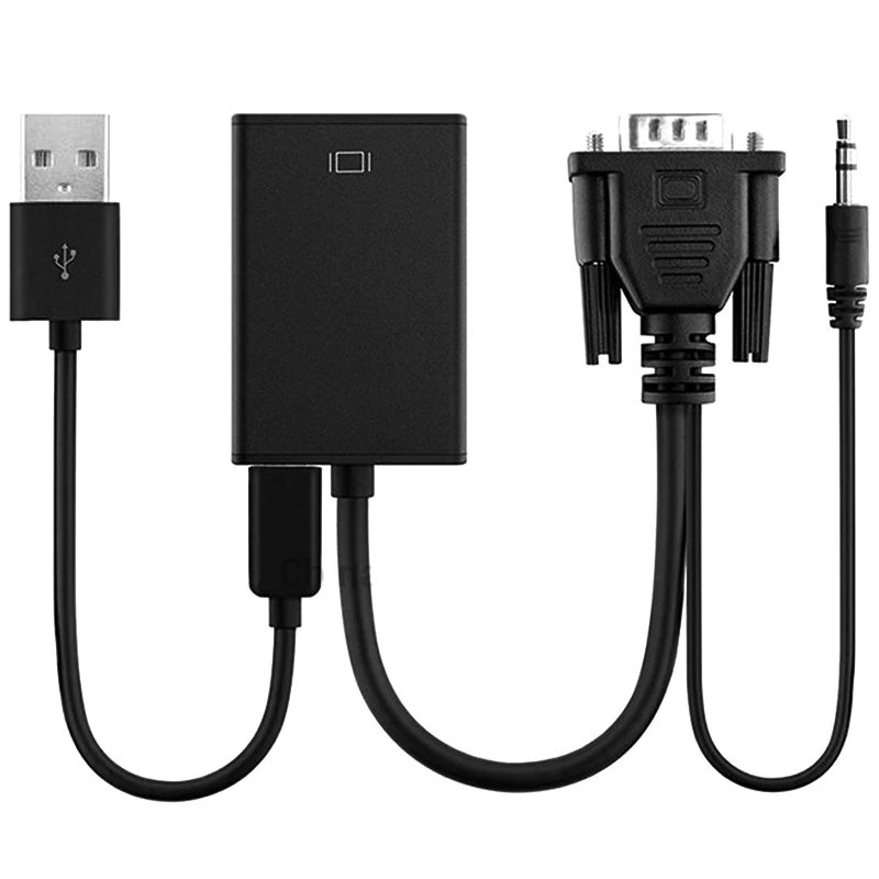 VGA мужчины к совместимому с HDMI Женский адаптер конвертер кабель аудио Выход 1080P