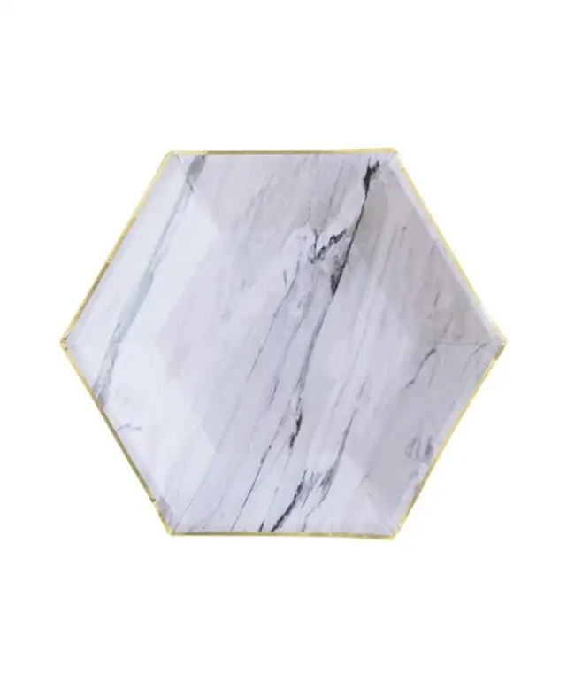 8pcs 7inch gray Черная Серия золотые блокирующие одноразовые столовые приборы бумажные тарелки для вечеринки салфетки чашки соломки для дней рождения вечерние свадебные детские Душ Декор - Цвет: 8pcs 7inch gray