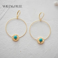 bohemian round natural stone dangle earrings for women simple gold color big circle drop earrings summer dress jewelry gift