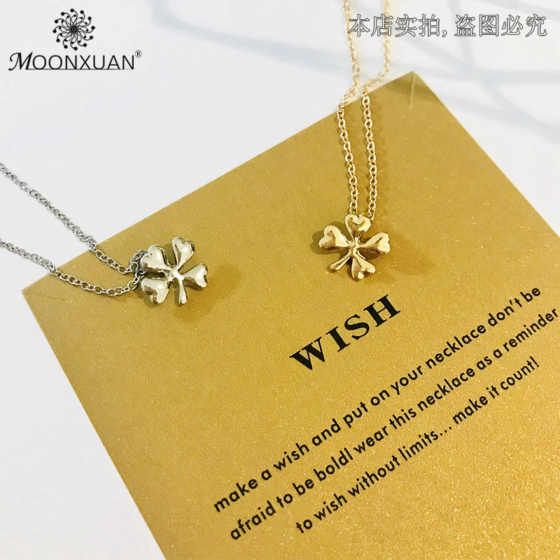 Удача Four Leaf Clover Колье женское ожерелье Jewelry Kolye Шарм себе Цепочки и ожерелья s