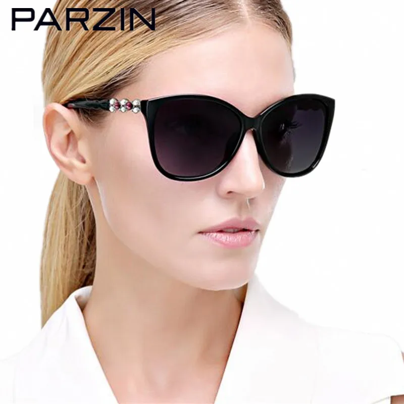 PARZIN Поляризованные солнцезащитные очки Женщины Элегантный Rhinestone Солнцезащитные