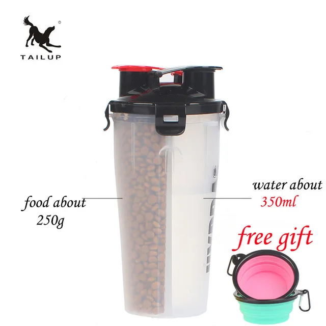 4 Colors Pet Travel Food Storage Cool Water Bottle 2 in 1 PP Dog Feeder Bowl Hiking Container 700ML | Дом и сад