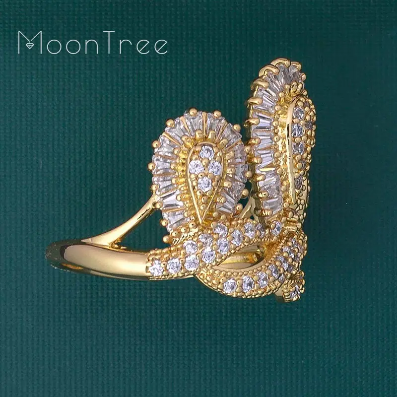 MoonTree роскошная Корона Роскошный Сияющий CZ циркониевый браслет набор колец
