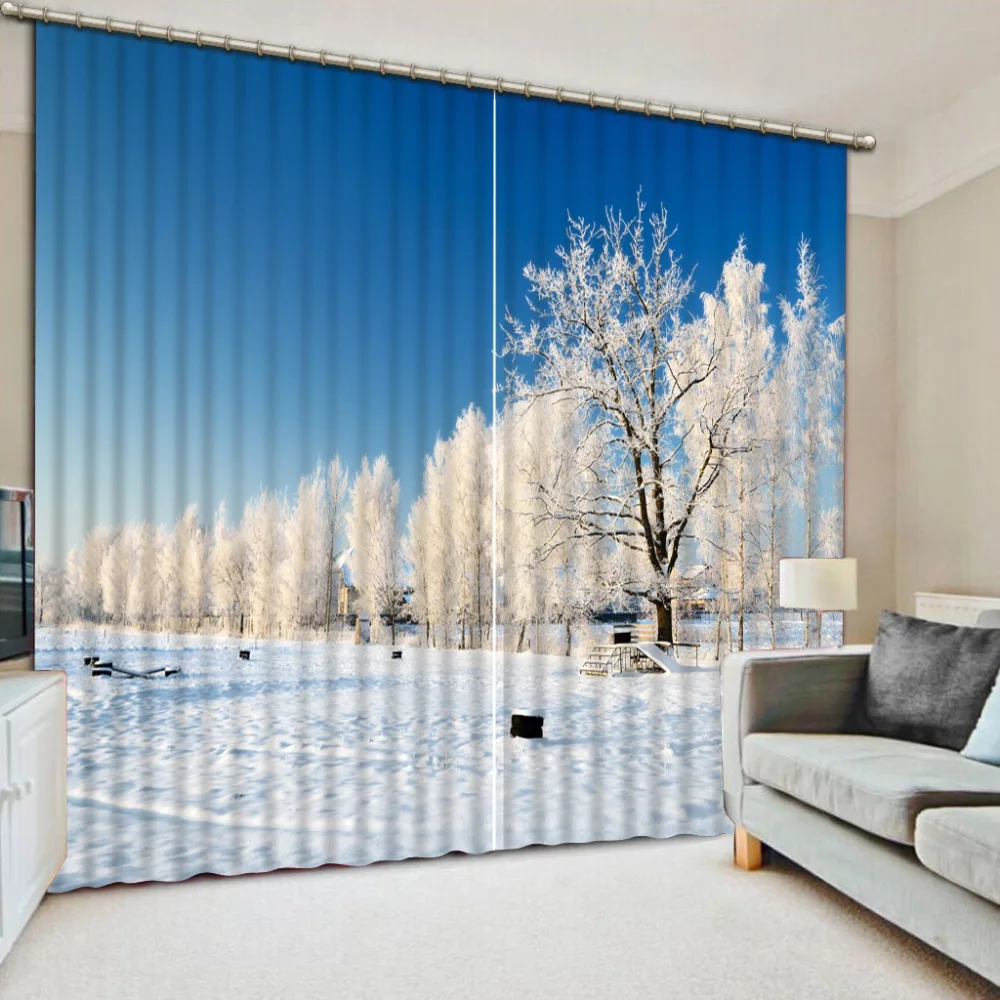 

Winter Landscape Blackout 3D Curtains For Living Room Bedroom Photo Window Curtains