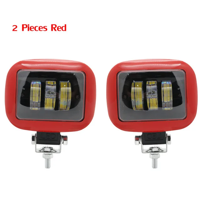 2pcs Red Square Светодиодный рабочий светильник для внедорожников 4," 30 Вт 12 В 24 в 4x4, противотуманный светильник, светильник для внедорожников, светильник для вождения лодки, водонепроницаемый IP68 для внедорожников и джипов - Цвет: 2pcs Red Square
