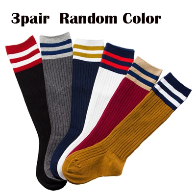 3 Pair Random Color 3 пар/лот,носки для мальчика гольфы для девочек носки для девочек гольфы для девочек в школу гольфы длинные спортивные носки хлопок с полосатой пак - Цвет: 3 Pair Random Color