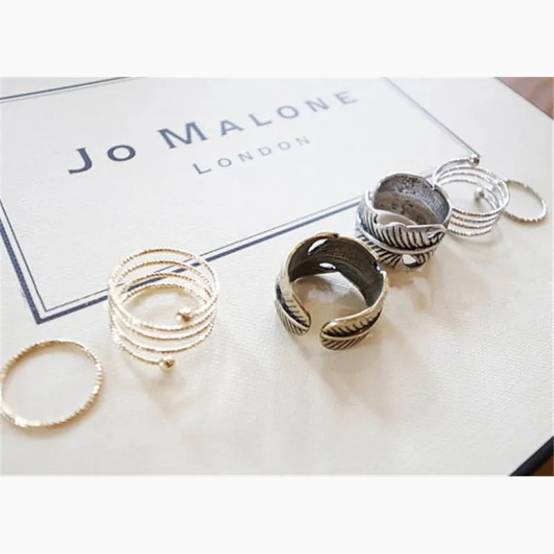 Женский набор колец в форме листа винтажное ювелирное изделие золотого и