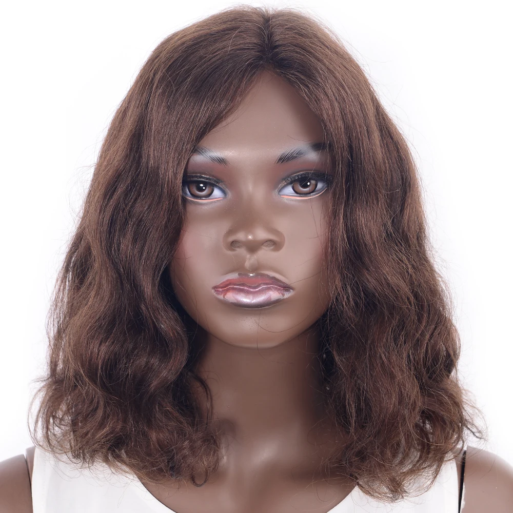Натуральные волнистые парики из человеческих волос с начесом в средней части