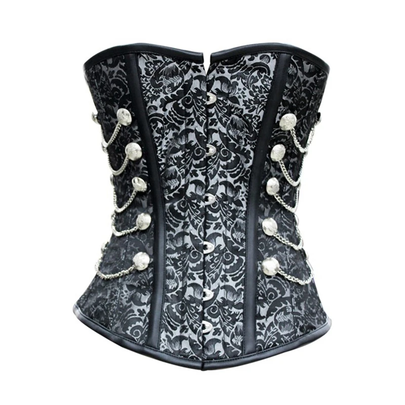 Корсет женский с цветочным принтом и украшением пуговиц на цепочке|print corset|corset