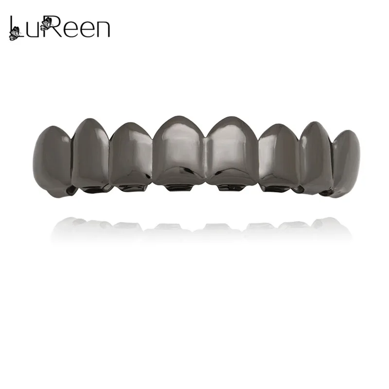 black top LuReen золотые зубы грили верхние и нижние грили зубные зубы Хэллоуин вампир зубы шапки Cosply Украшения для тела XHYT1014 - Окраска металла: black top