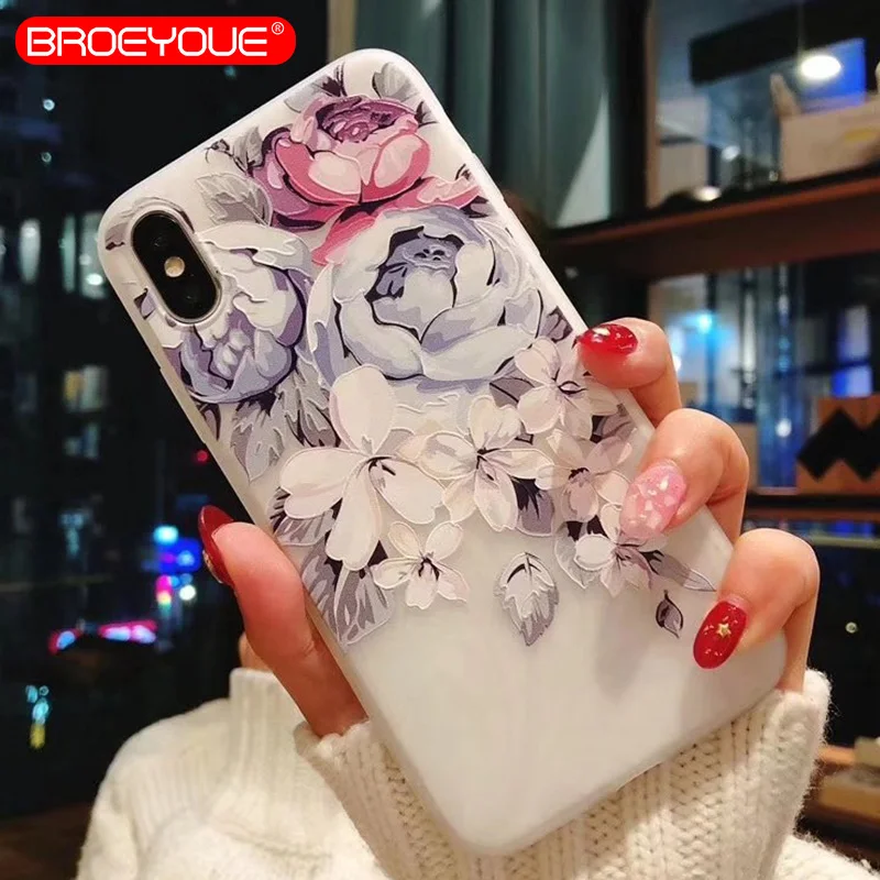 BROEYOUE Phone Case For Xiaomi Redmi 4X 4A 5A 5 Plus Note 4 Pro Prime Mi A1 5X Cases 3D Relief Silicone Floral Cover |