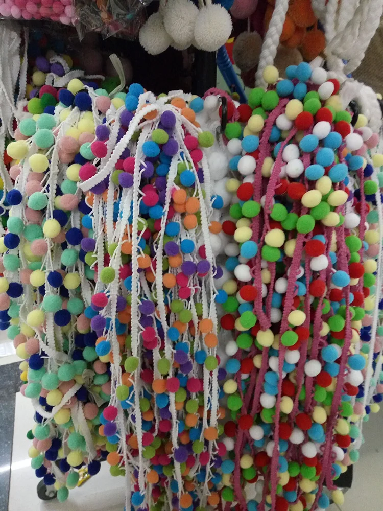 10 ярдов Радуга Pom pom кружевная отделка мяч швейная одежда аксессуары бахрома Лента отделка помпоны DIY ремесла для свадебного декора
