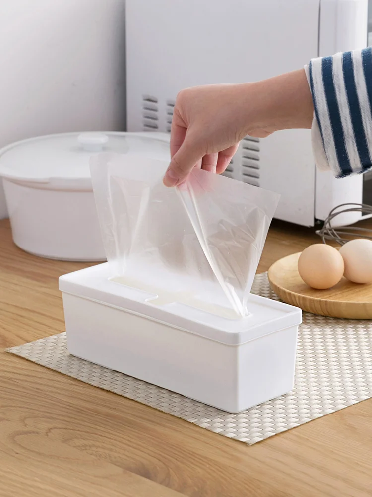 

Removable Plastic Bag Storage Box Desktop Garbage Bag Box Kitchen Finishing Box Drawer Home Storage