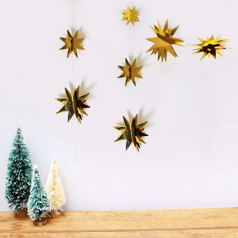 6 шт. 3D восьмиугольник бумажные гирлянды золотые/серебряные украшения для