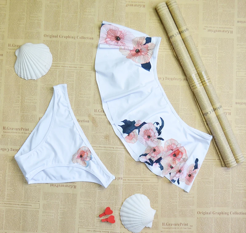 Женский комплект бикини новинка 2017 плащи с принтом листьев лотоса пуш ап