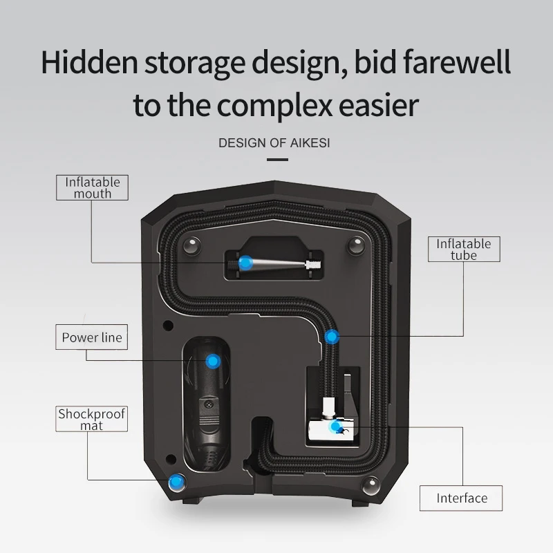 Портативный воздушный компрессор AIKESI автомобильный насос надувной для
