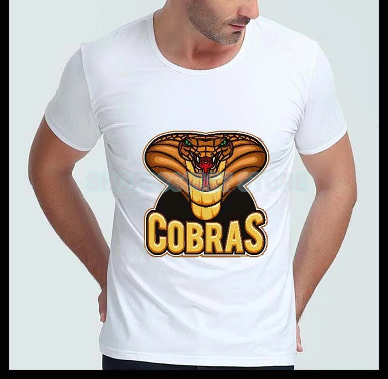 COBRAS мужские футболки короткий рукав с круглым вырезом белый хлопок лайкра летом