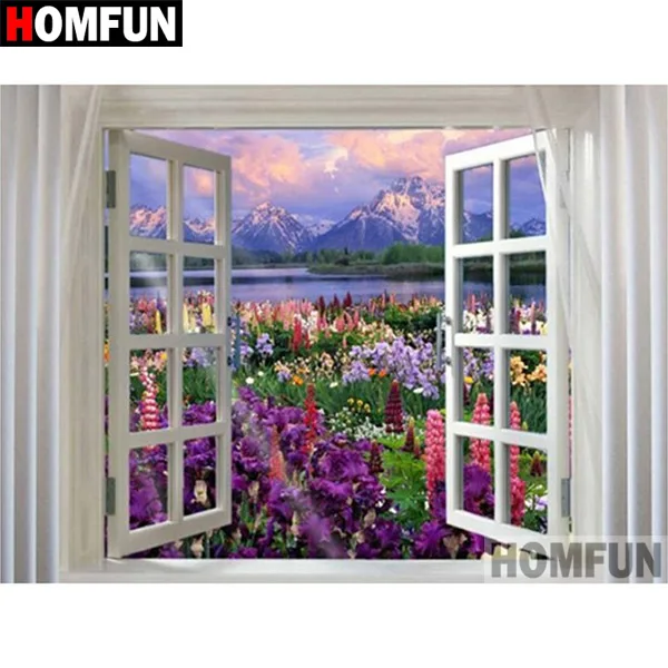 8 HOMFUN полный квадрат/круглый 5D DIY Алмазная вышивка "оконный пейзаж" алмазная живопись вышивка крестиком 5D Декор подарок A07442 - Цвет: 8