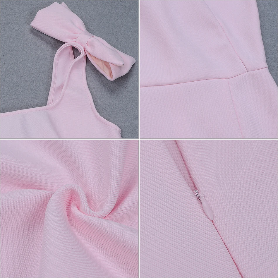 Женское облегающее платье Adyce розовое на тонких бретелях без рукава с бантами