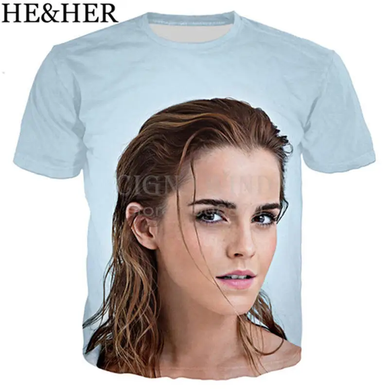 Модная футболка для мужчин и женщин футболки с 3D принтом актера Эммы Ватсон